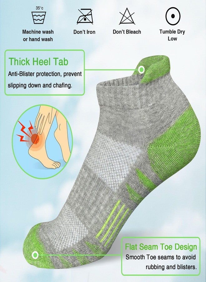 Heyoboy Womens Ankle Anti-blister Thick Cushioned Wicking Odor Resist Athletic Running Socks, Size 6-9, Grey 5 Pairs - Image 2